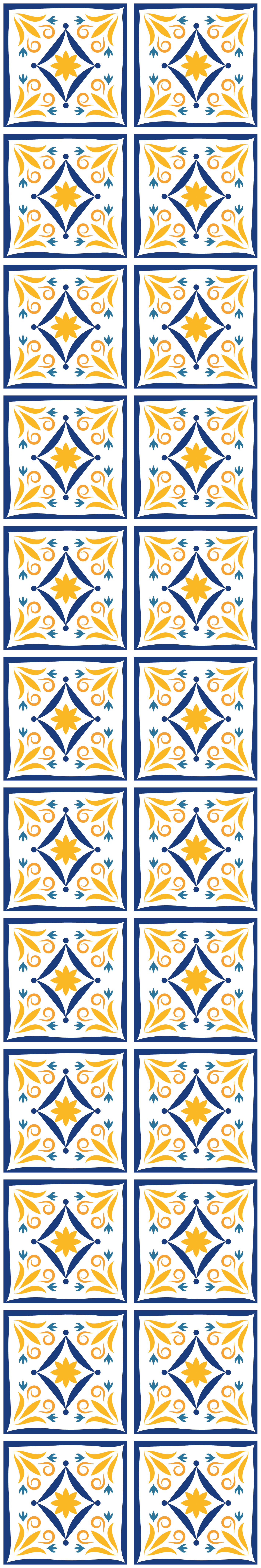 Tapis vinyle cuisine carreaux portugais bleu et jaune - TenStickers