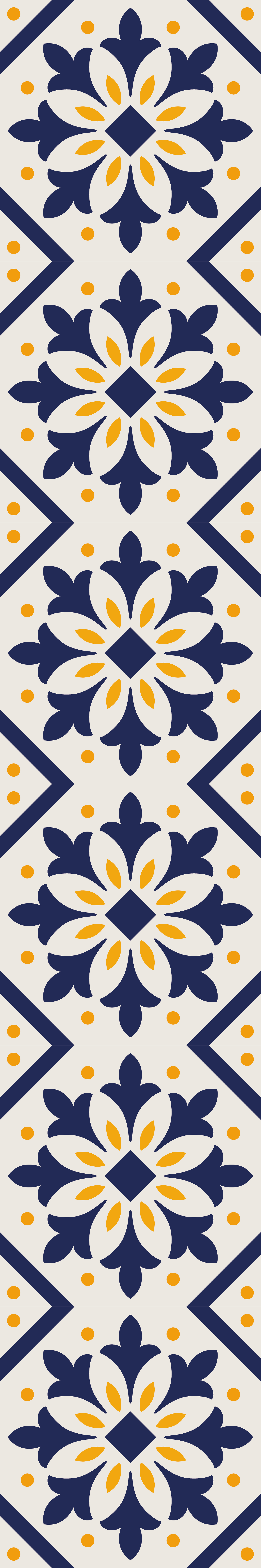 Tapis vinyle cuisine bleu avec carreaux jaunes - TenStickers