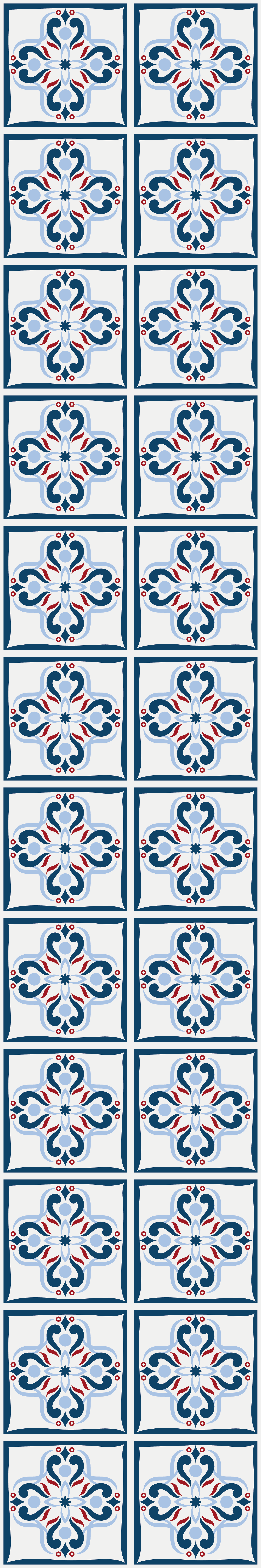 Tapis vinyle cuisine carreaux portugais bleu et rouge - TenStickers