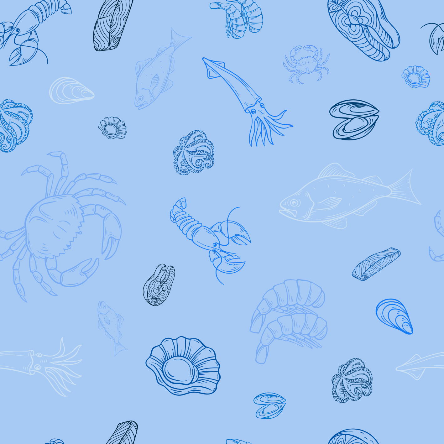 Tapis vinyle cuisine motif fruits de mer - TenStickers