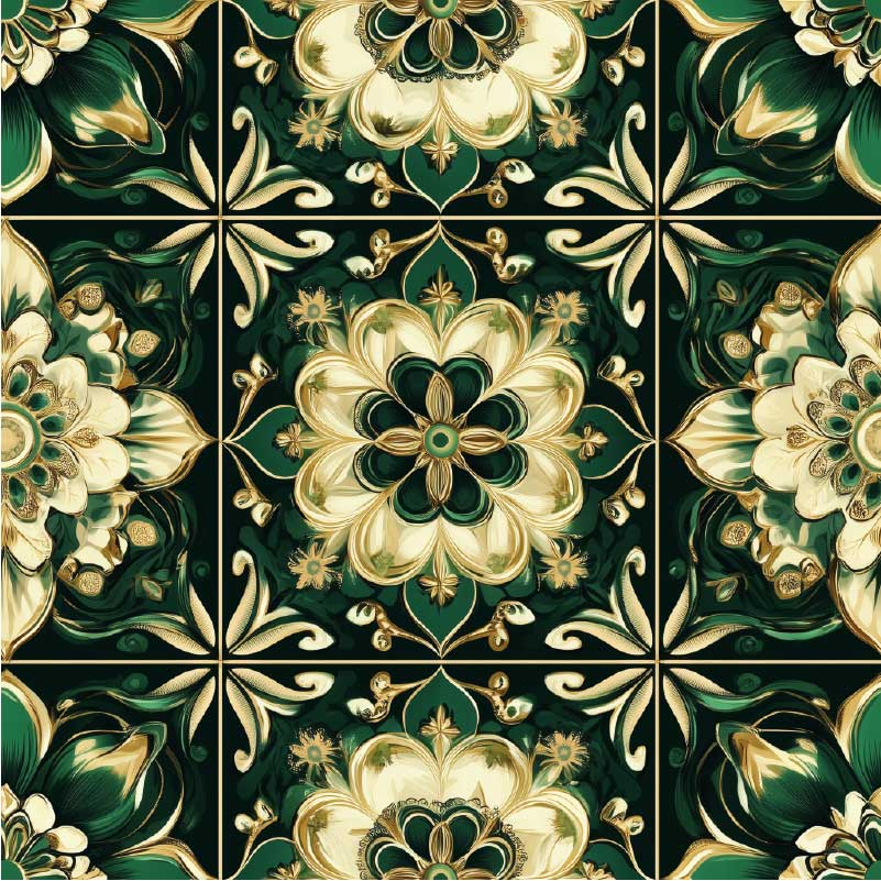Tapis vinyle cuisine carreaux mosaïque botanique - TenStickers