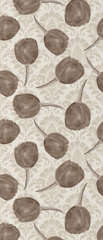 Tapis vinyle chambre motif tulipes grises et acanthes - TenStickers