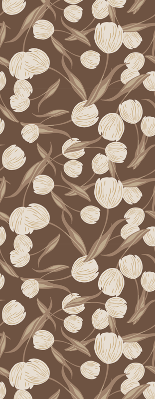 Tapis vinyle chambre motif tulipes beiges élégantes - TenStickers