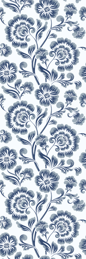 Tapis vinyle chambre fleurs bleues style grandmillenial - TenStickers