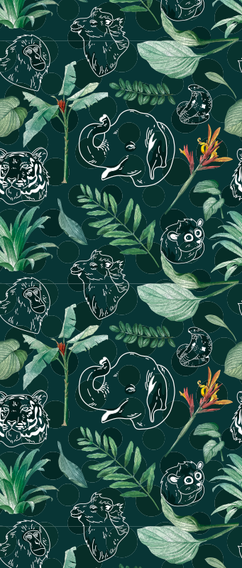 Tapis vinyle chambre motifs d'animaux et arbres colorés - TenStickers