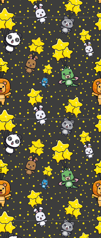 Tapis vinyle chambre animaux mignons sur ballons - TenStickers