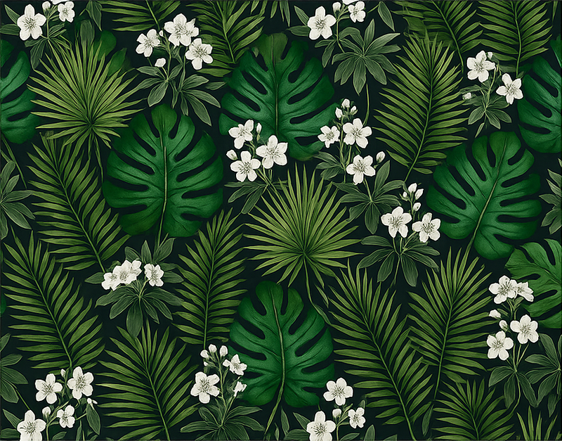 Tapis vinyle chambre nature exotique verte - TenStickers