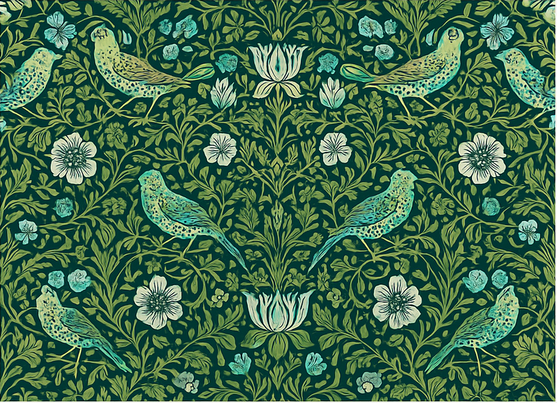 Tapis vinyle chambre floral et oiseaux ornementaux - TenStickers