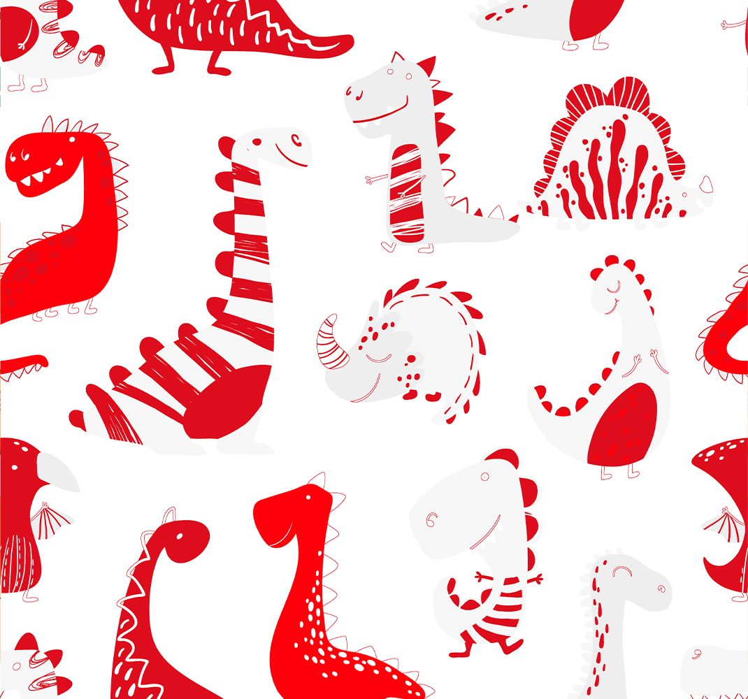 Tapis vinyle chambre dessins de dinosaures rouges - TenStickers