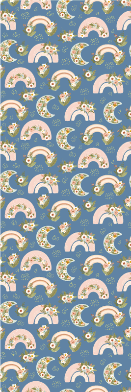 Tapis vinyle chambre motif enfants arc-en-ciel fleurs - TenStickers