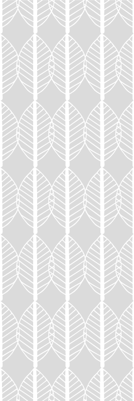 Tapis vinyle nordique ligne blanche de feuilles sur gris - TenStickers