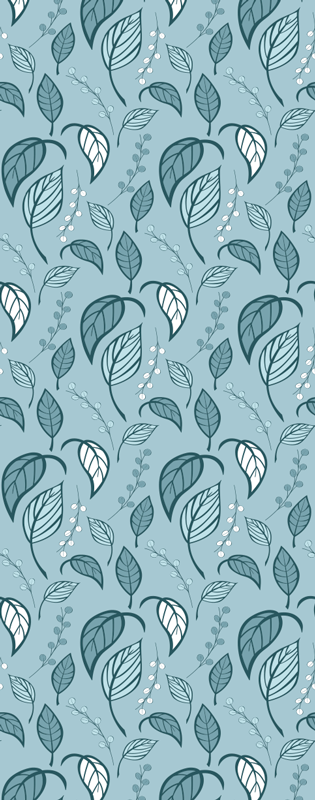 Tapis vinyle nordique motif feuilles bleues - TenStickers