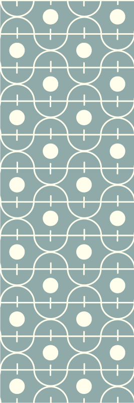 Tapis vinyle nordique motif bleu japandi géométrique - TenStickers