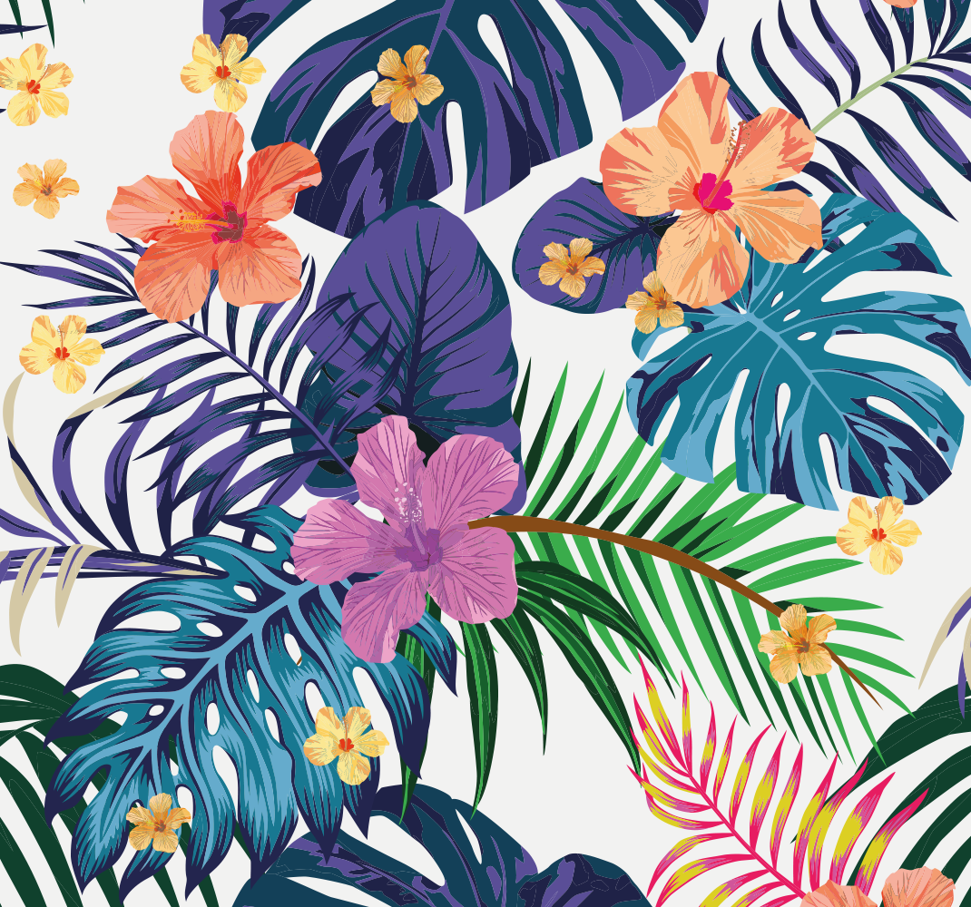 Tapis vinyle nature fleurs colorées hawaïennes - TenStickers