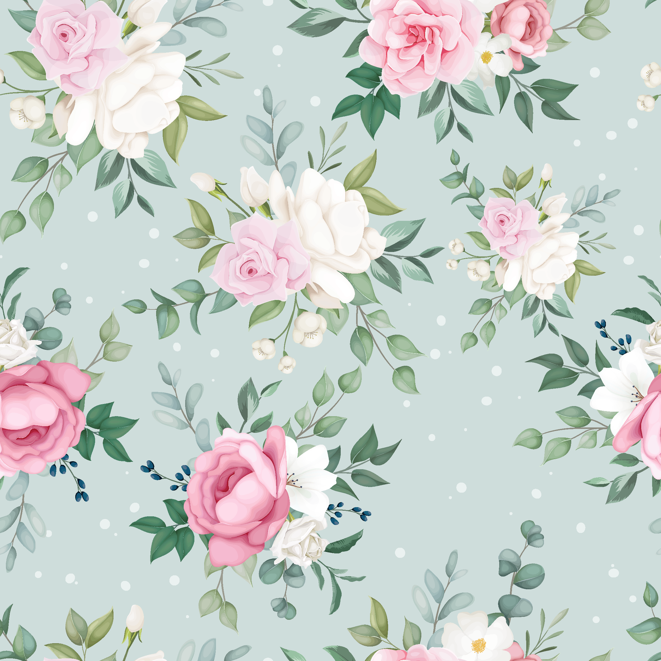 Tapis vinyle nature fleurs bleues et roses - TenStickers