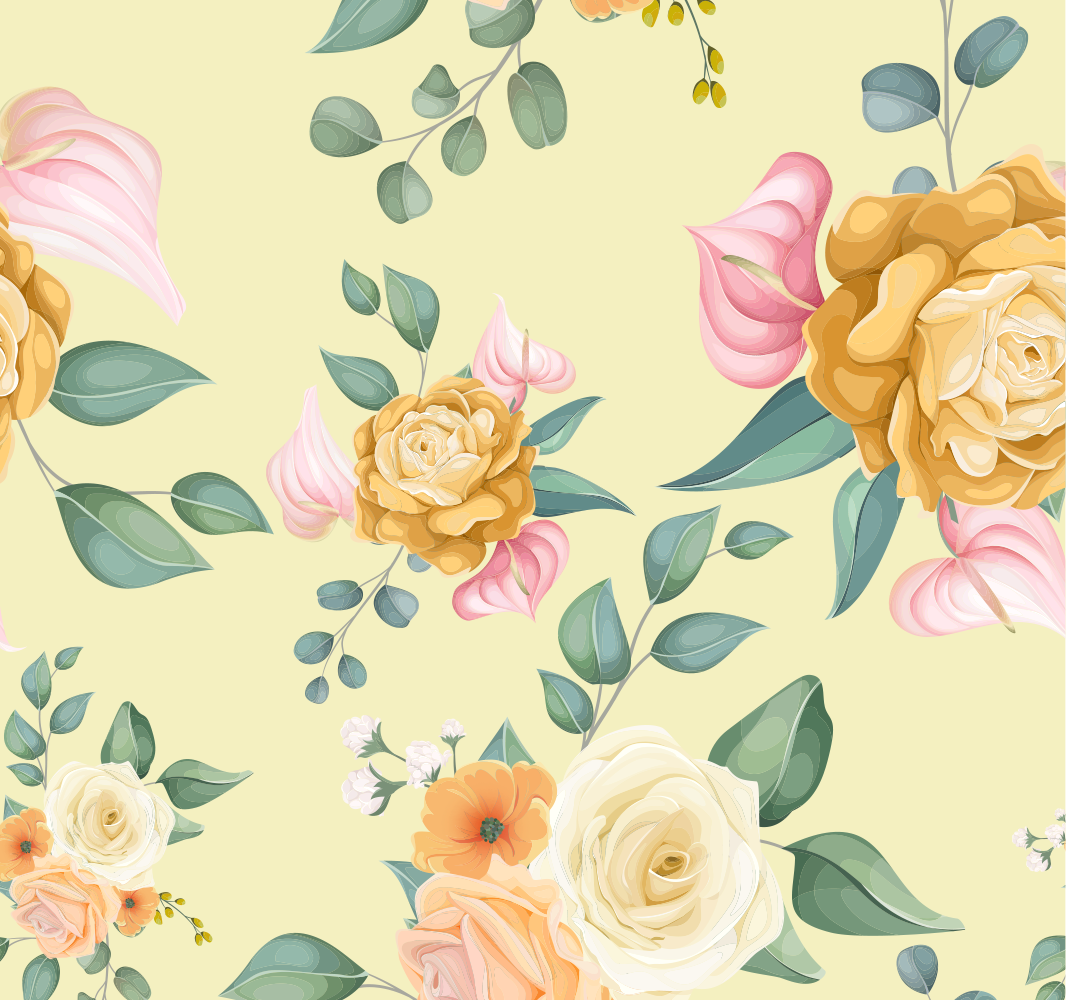 Tapis vinyle nature roses jaunes style vintage - TenStickers