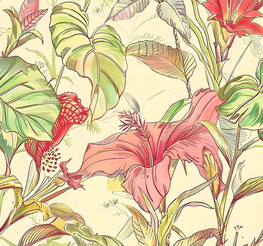 Tapis vinyle nature motif fleurs anglaises - TenStickers