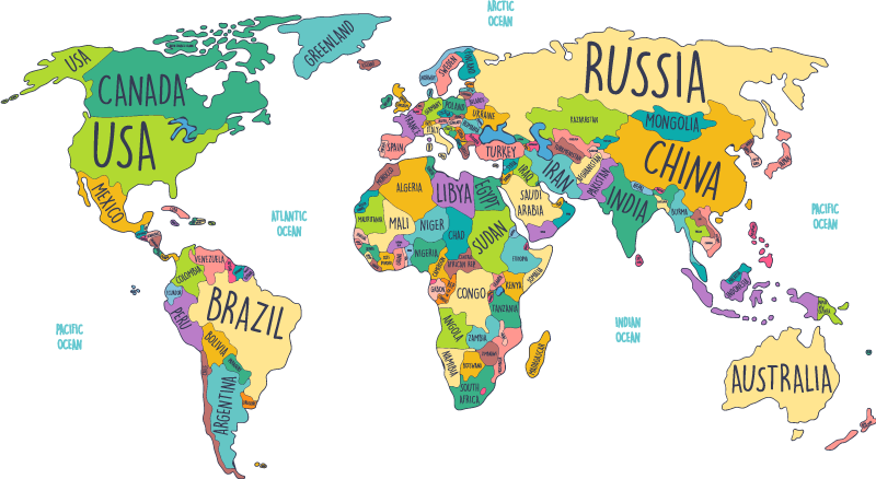 Tapis vinyle carte du monde carte politique - TenStickers
