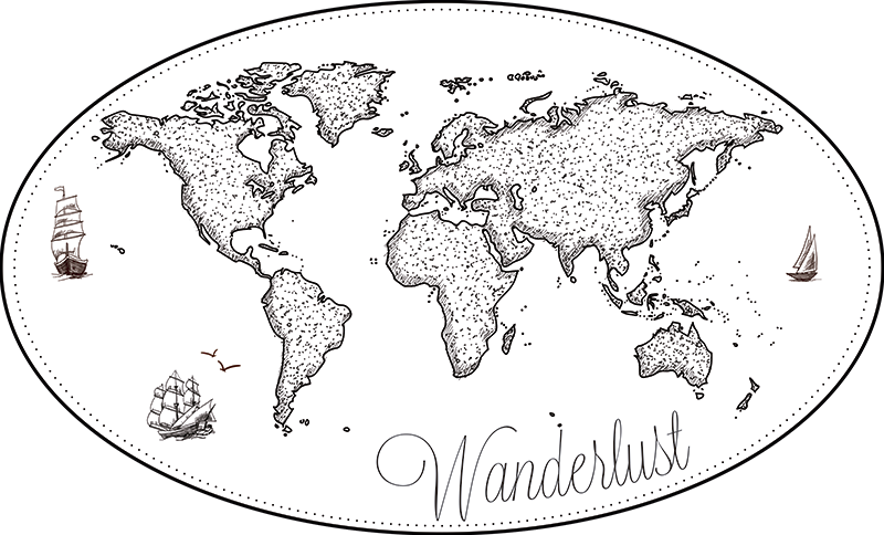 Tapis vinyle carte du monde carte des voyages - TenStickers