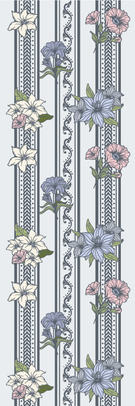 Tapis vinyle vintage design rayé floral vintage - TenStickers
