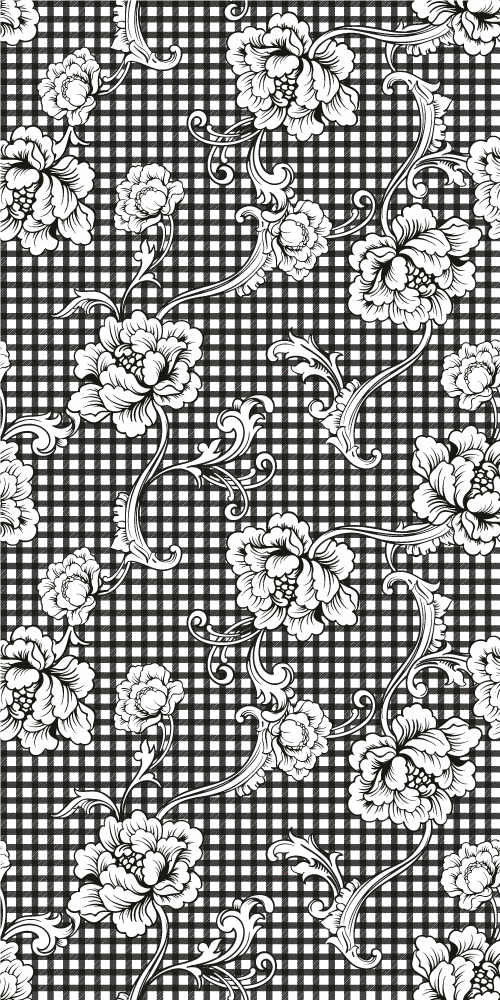 Tapis vinyle vintage à carreaux vichy noir et blanc - TenStickers