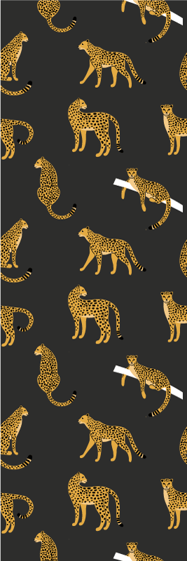Tapis vinyle animal léopards sur fond noir - TenStickers