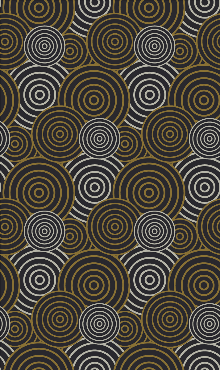 Tapis vinyle vintage motifs cercles et lignes - TenStickers
