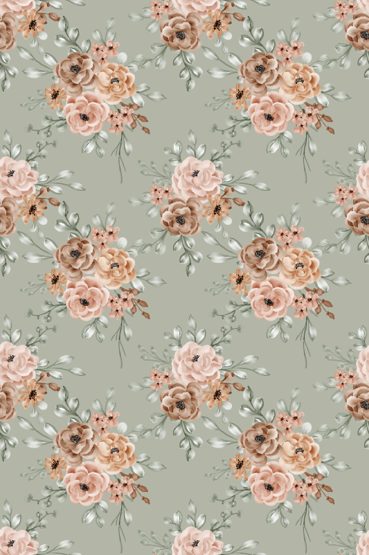 Tapis vinyle vintage roses vintage sur fond vert menthe - TenStickers