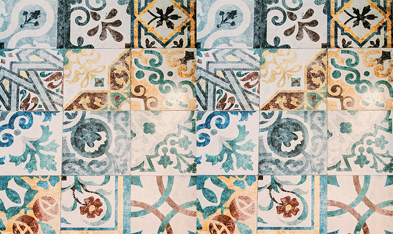 Tapis vinyle vintage motif mosaïque rétro - TenStickers