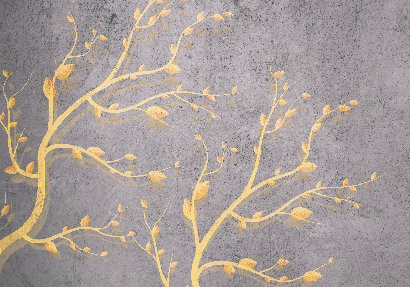 Tapis vinyle vintage arbre doré au style rétro - TenStickers