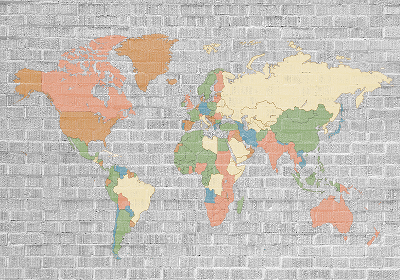 Tapis vinyle carte du monde motif pierre vintage - TenStickers