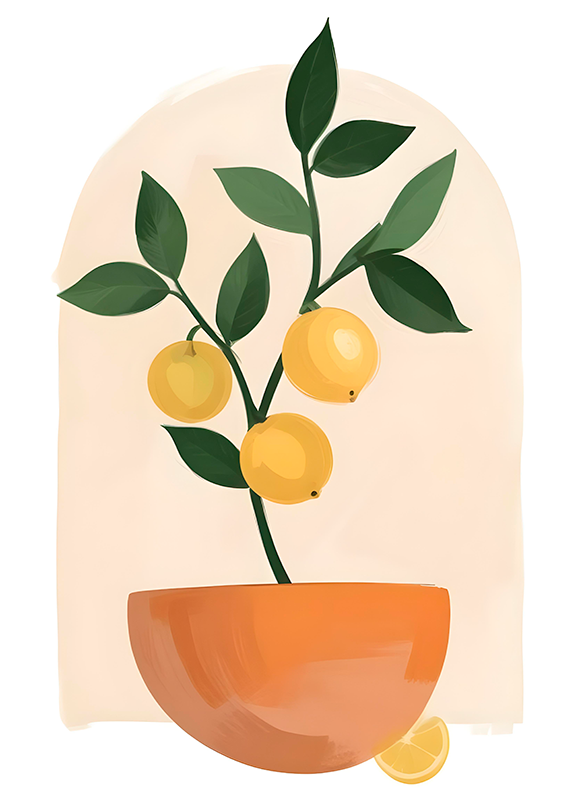 Tapis vinyle fleurs et plantes petit arbre fruitier - TenStickers