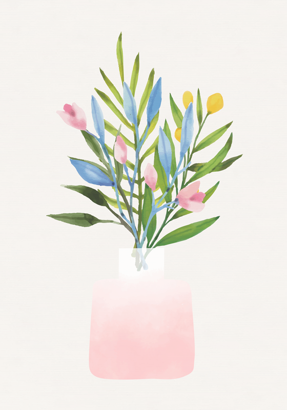 Tapis vinyle fleurs et plantes fleurs en pot - TenStickers