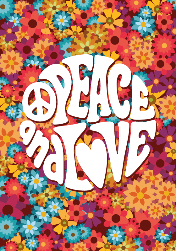Tapis vinyle fleurs et plantes paix et amour - TenStickers