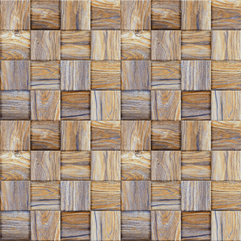 Tapis vinyle géométrique imitation mosaïque bois 80's - TenStickers