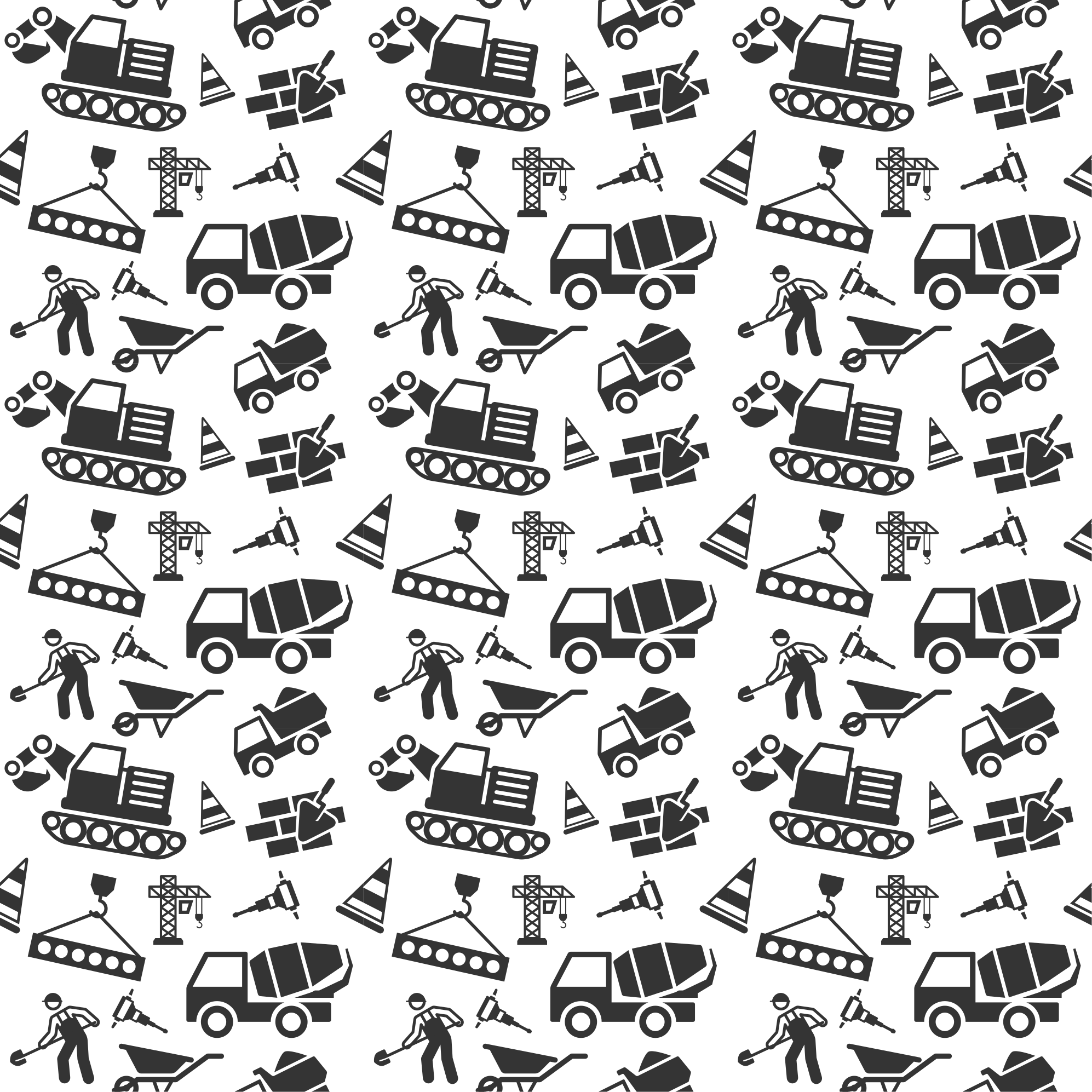Tapis vinyle pour enfants excavateurs et camions monochromes - TenStickers