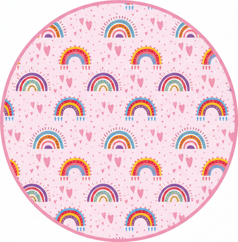 Tapis vinyle pour enfants pois roses et arcs-en-ciel colorés - TenStickers