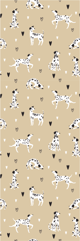 Tapis vinyle salon motif chiens dessinés beige - TenStickers