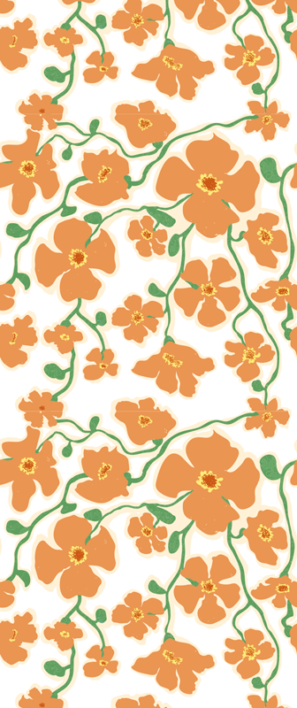 Tapis vinyle salon fleurs marguerites vertes et oranges - TenStickers