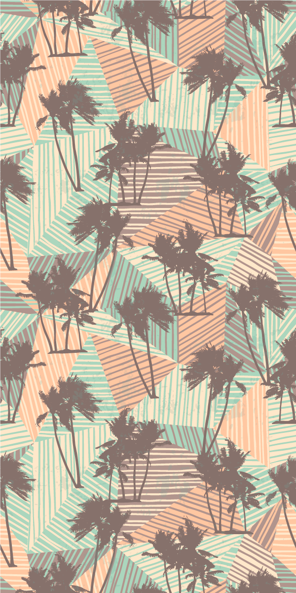Tapis vinyle salon motif tropical palmiers et triangles - TenStickers