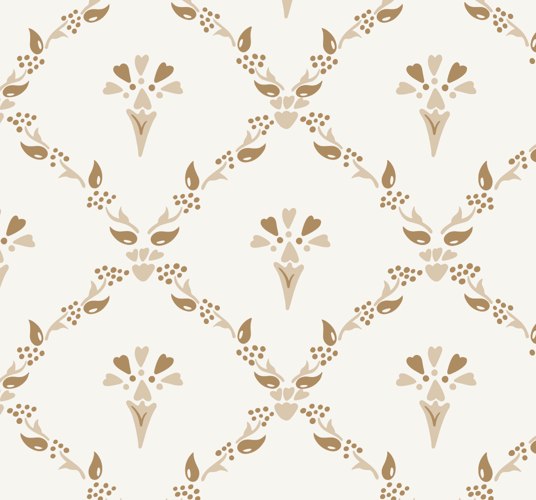 Tapis vinyle beige motif floral hexagonal - TenStickers