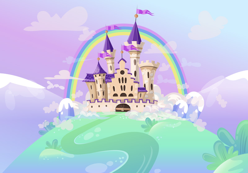 Tapis vinyle violet château de princesse enfant - TenStickers