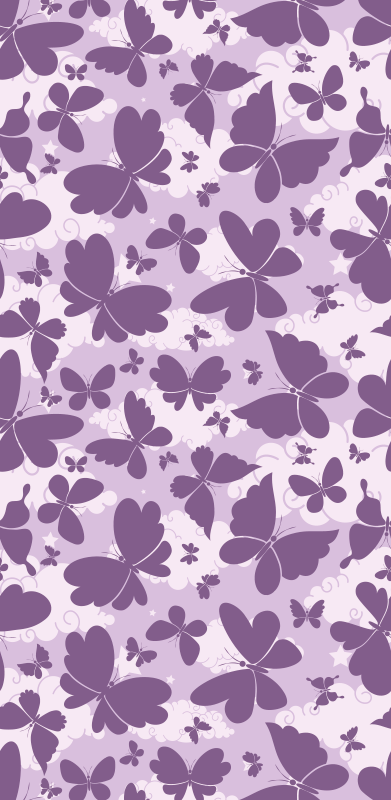 Tapis vinyle violet motif papillons sur ciel nuageux - TenStickers