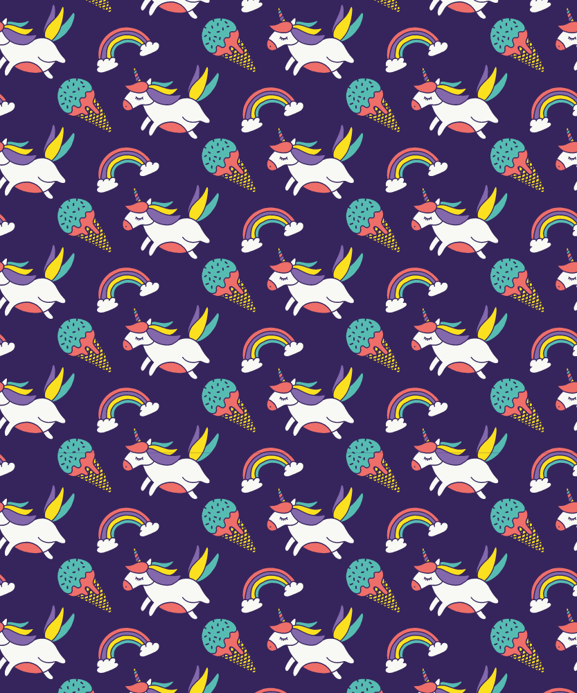 Tapis vinyle violet motif licorne dessiné à la main - TenStickers