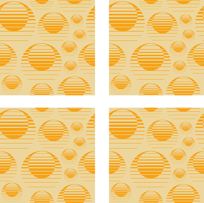 Tapis vinyle orange dessin rétro soleil - TenStickers