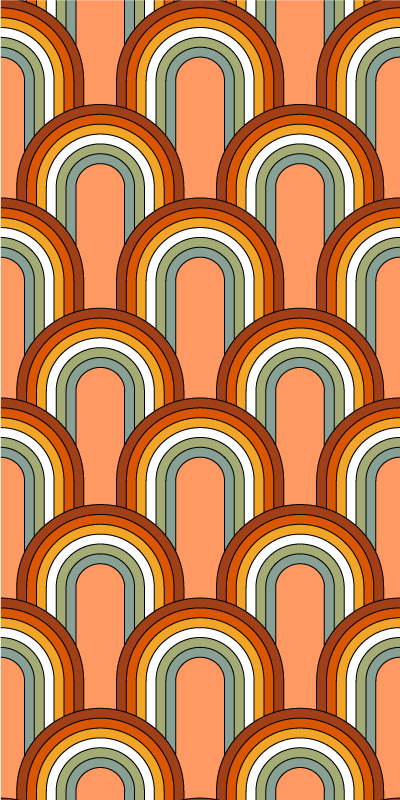 Tapis vinyle orange motif arc-en-ciel années 70 - TenStickers
