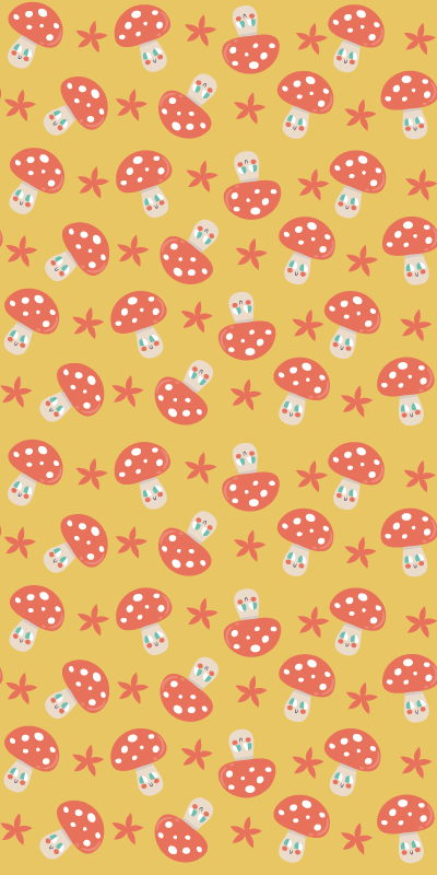Tapis vinyle orange champignons souriants sur fond jaune - TenStickers