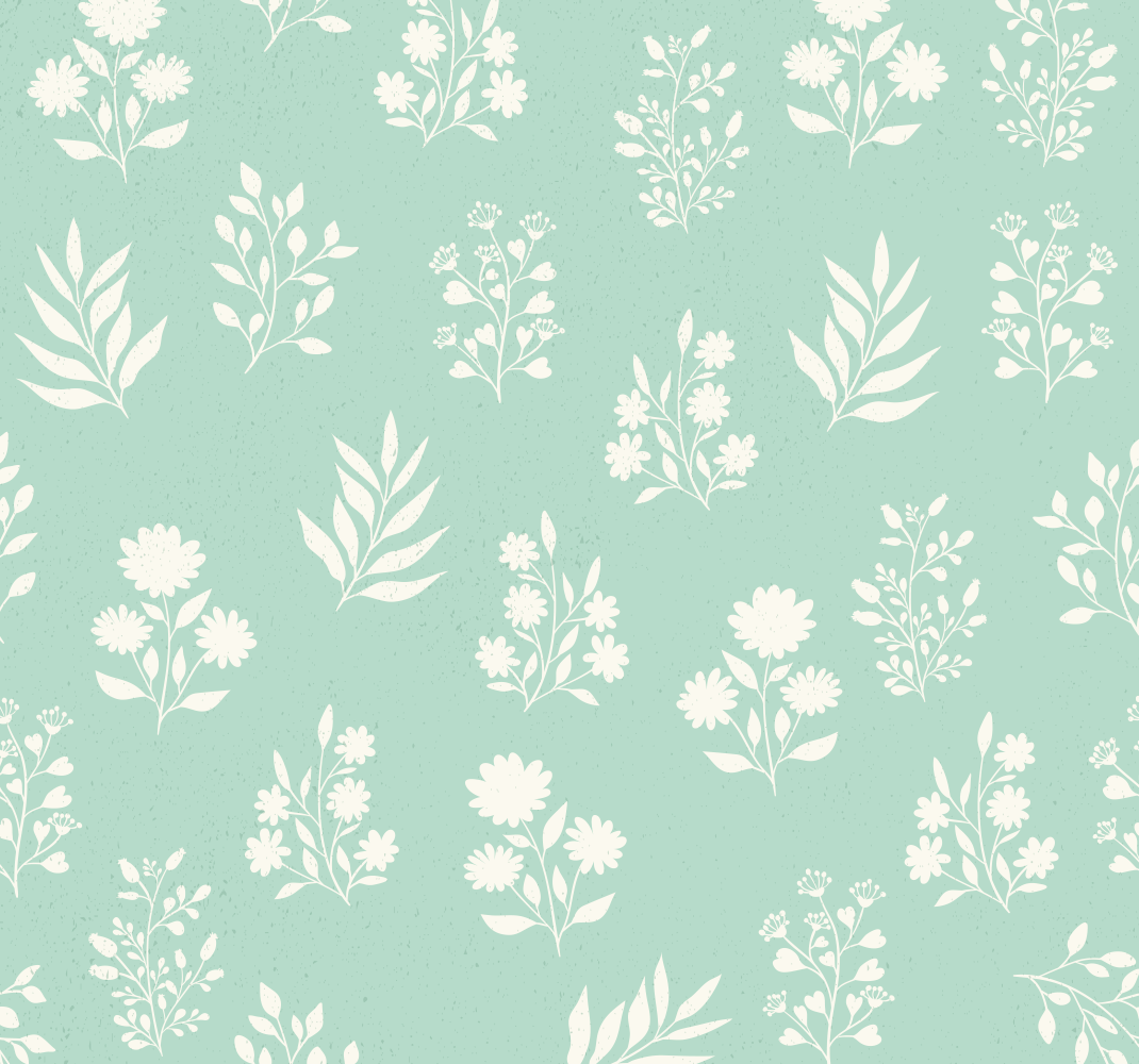 Tapis vinyle vert motif petites fleurs - TenStickers