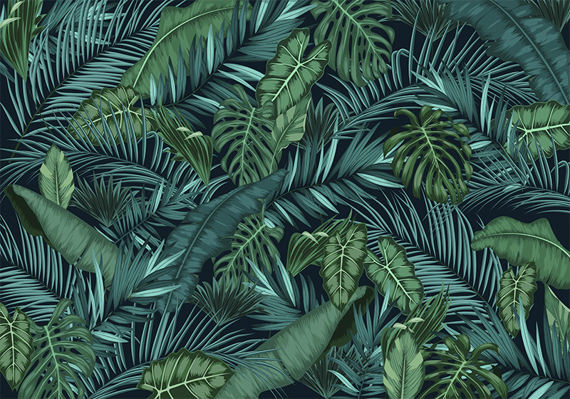 Tapis vinyle vert jungle décoratif - TenStickers