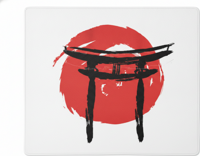 Tapis vinyle rouge portail japonais peint - TenStickers